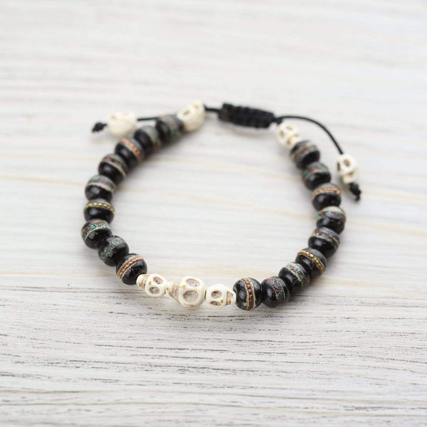 Inlaid Bone Impermanence Wrist Mala Bracelet - DharmaShop