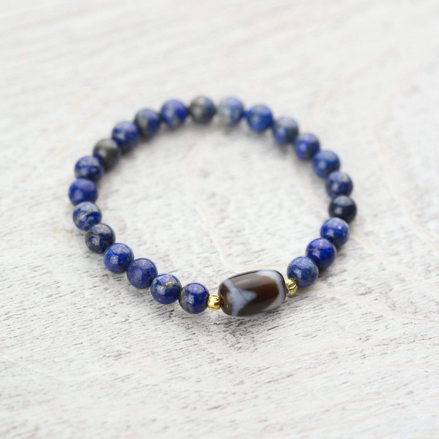 Wrist Malas Large Powerful Lapis Tiger Dzi Wrist Mala WM543.LG