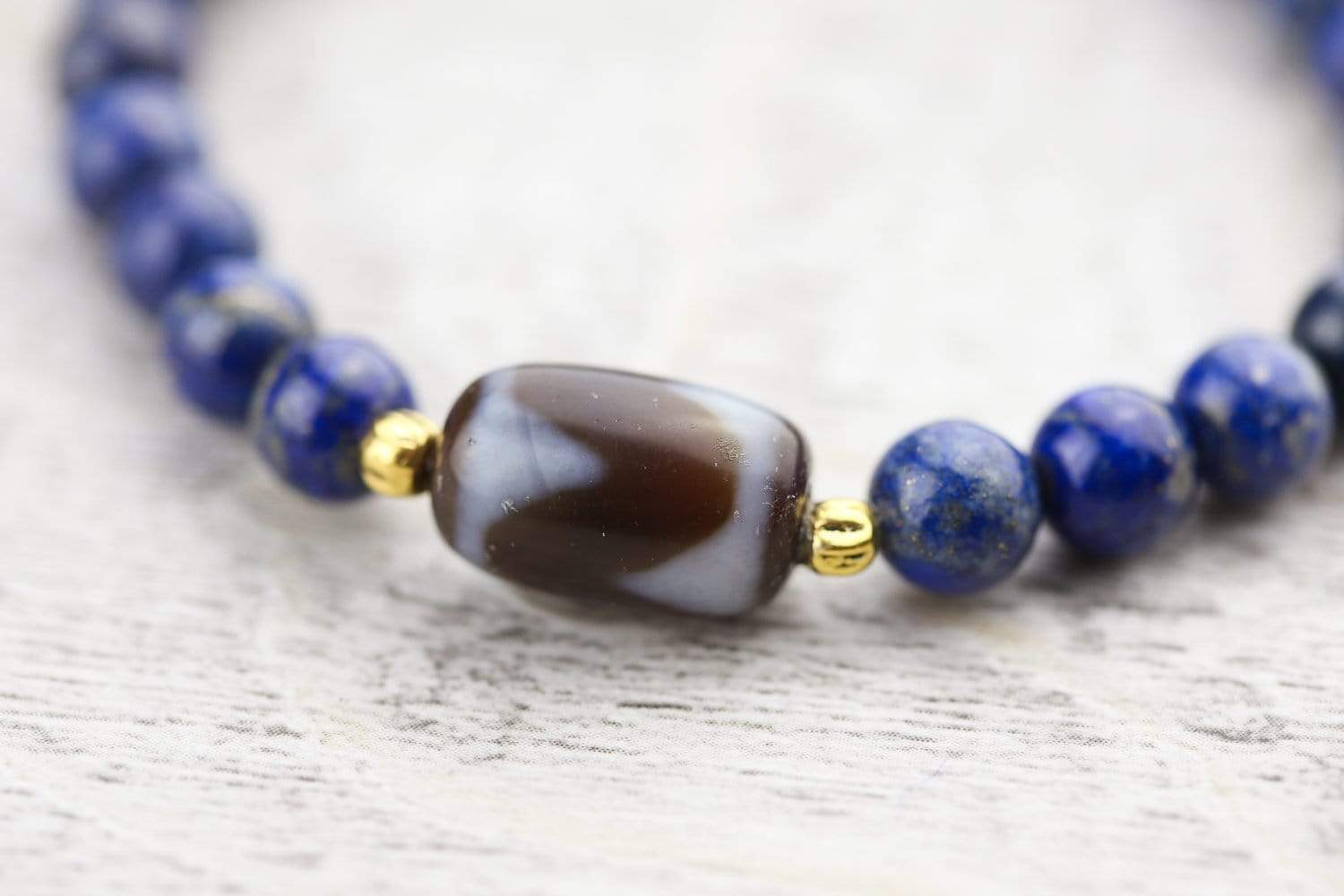 Wrist Malas Powerful Lapis Tiger Dzi Wrist Mala