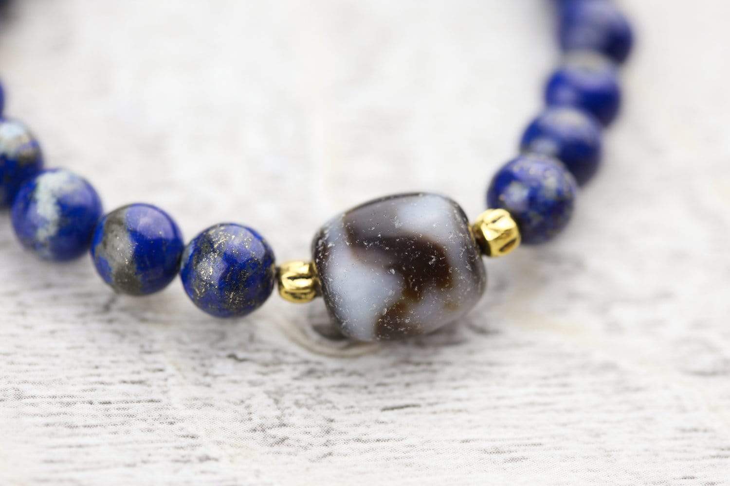 Wrist Malas Powerful Lapis Tiger Dzi Wrist Mala