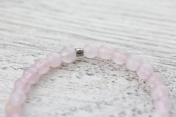 Pink Rose Quartz & Blue Onyx Faceted Beads Bracelet