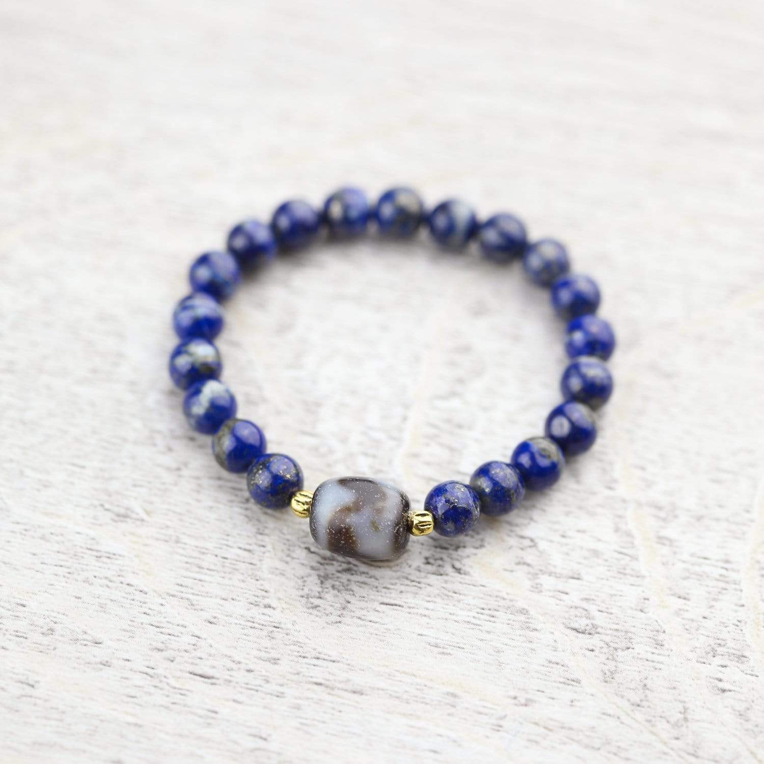 Wrist Malas Small Powerful Lapis Tiger Dzi Wrist Mala WM543.SM